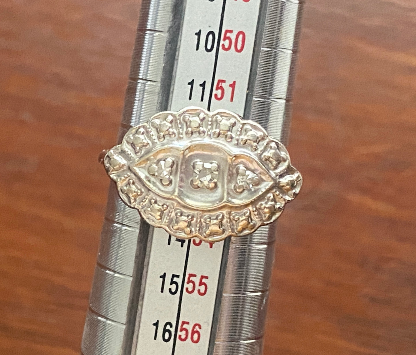 Vintage 14k White Gold Diamond Accent Sz 6.25 - 6.50 Signed SPCO