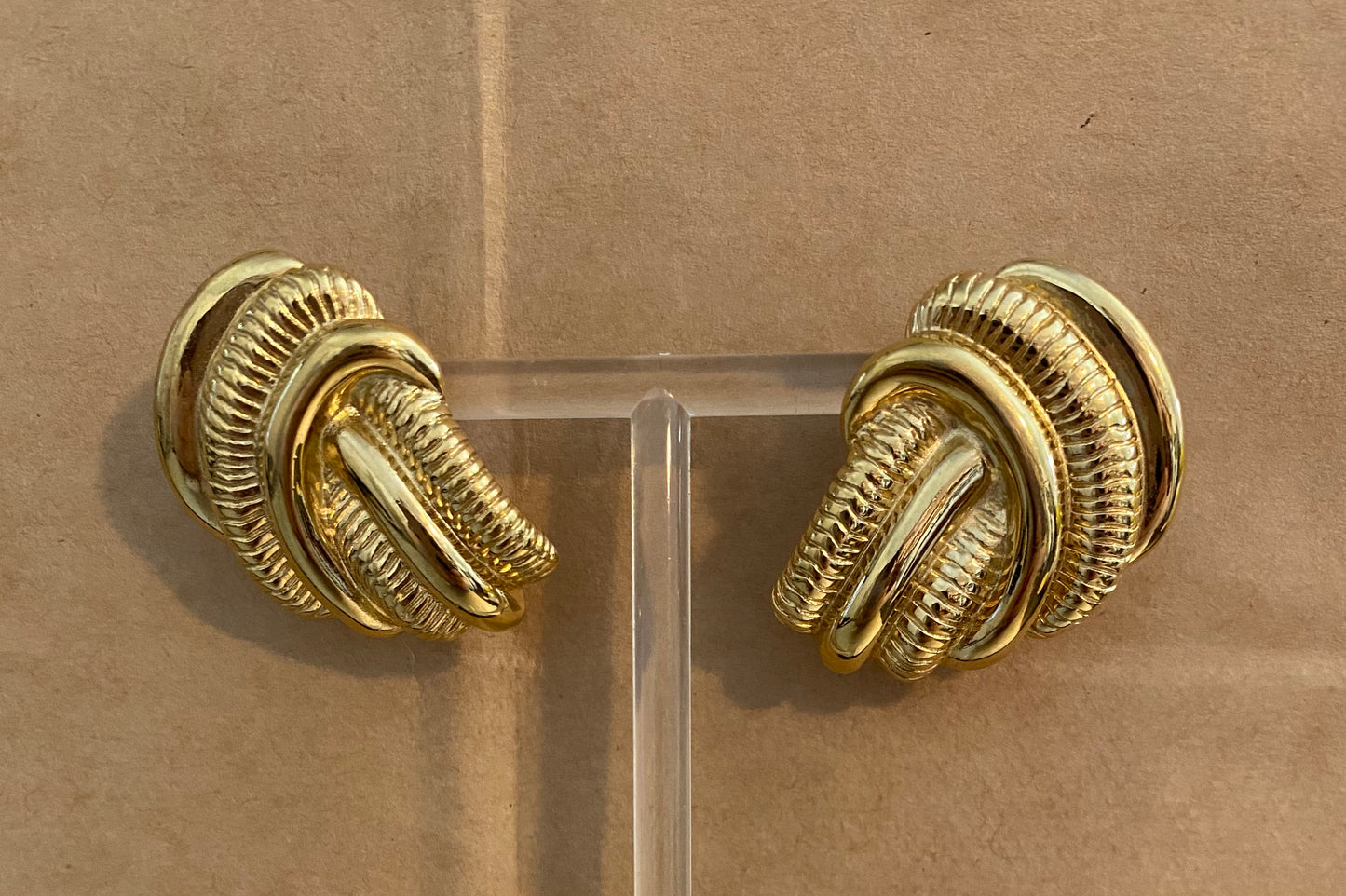 Vintage Gold Tone Large Knocker Pierced Earrings