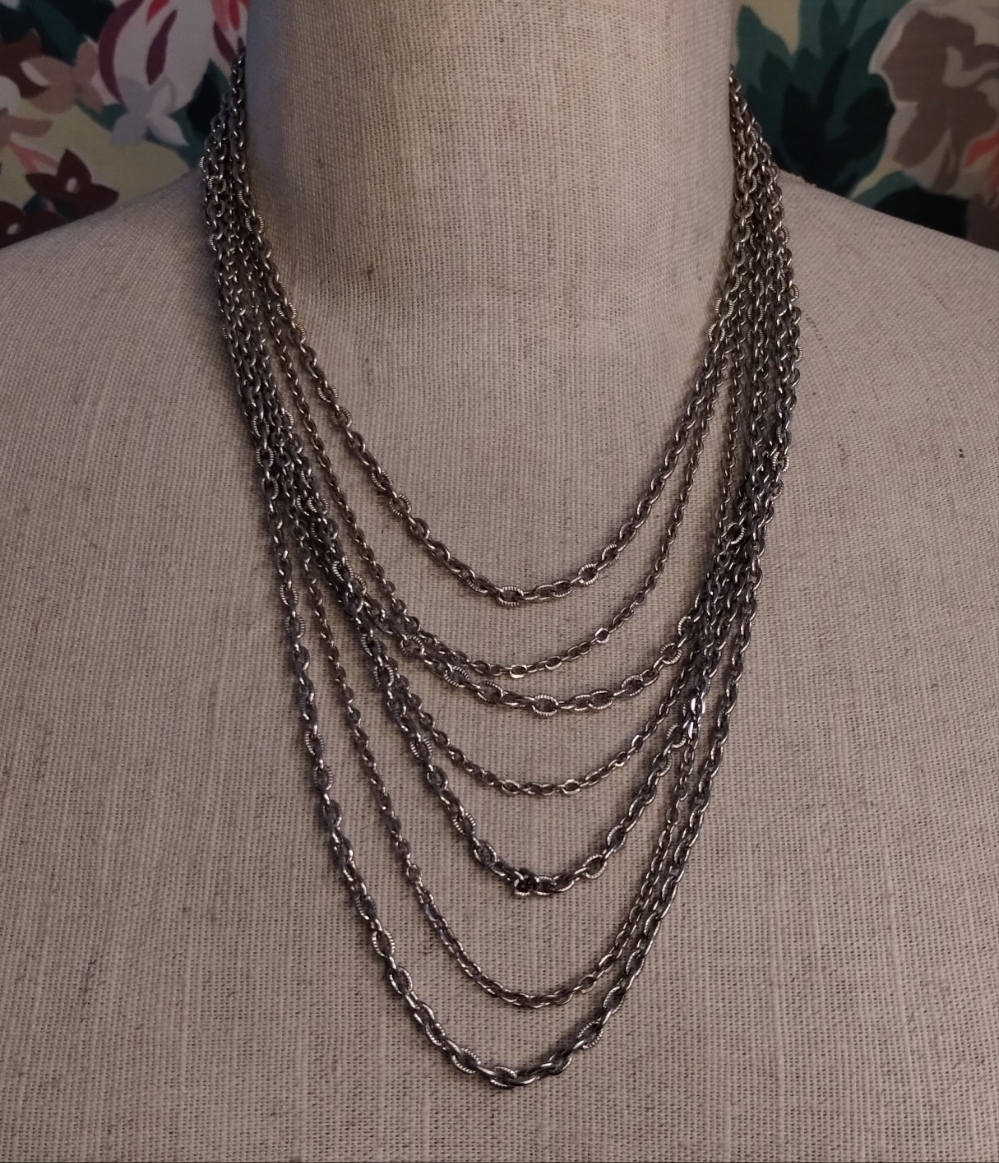 Vintage Avon Silver Tone Chain Multistrand Necklace Bracelet Jewelry Set