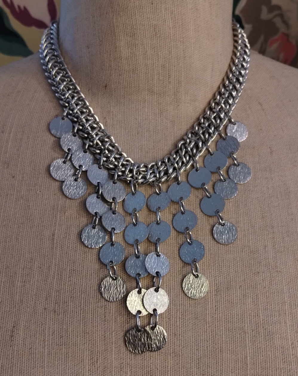 Vintage Sarah Coventry Silver Tone Bib Neklace Adjustable