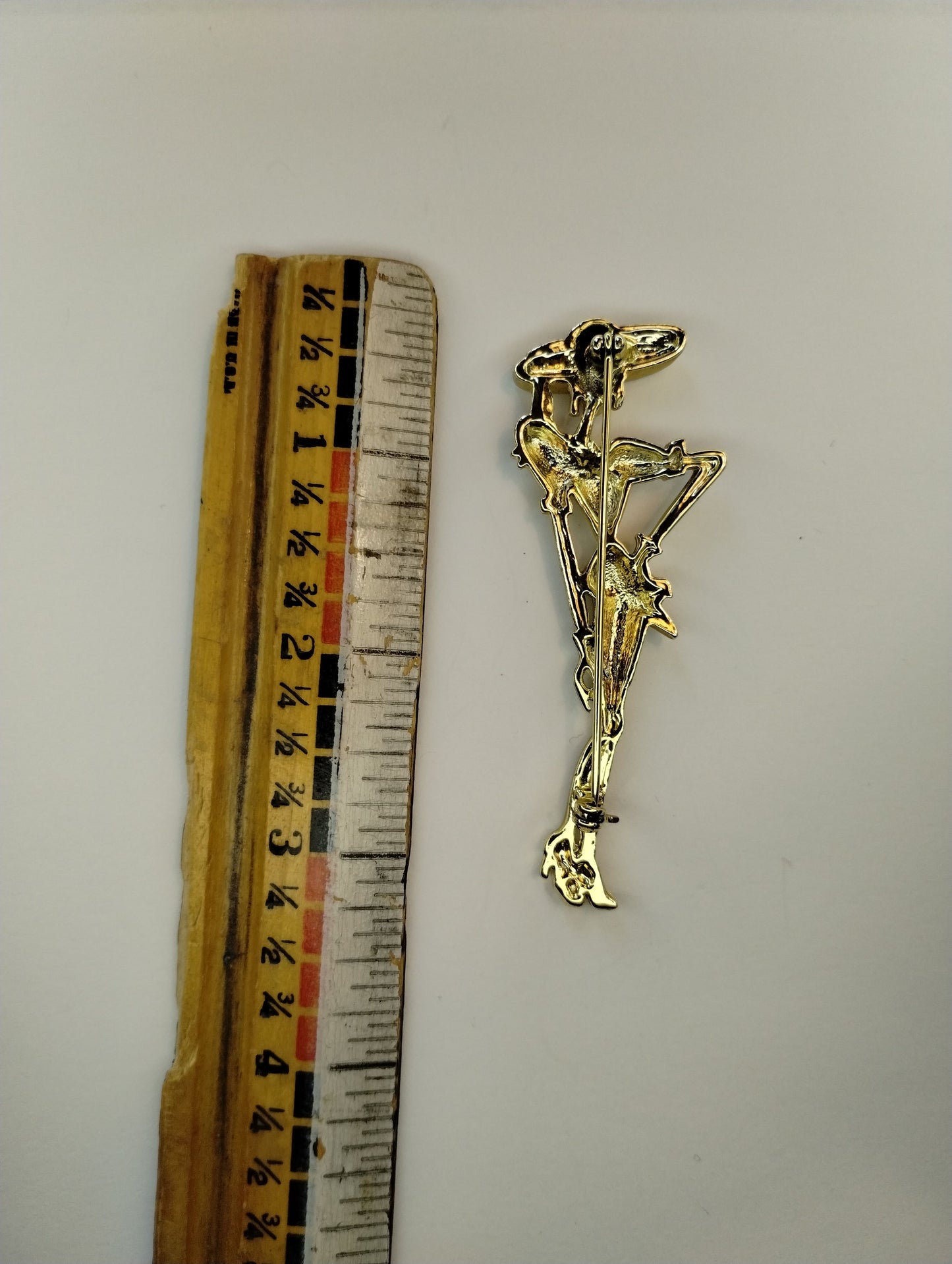 Vintage 80's Style Power Suit Business Woman Brushed Shiny Gold Tone Brooch Pin