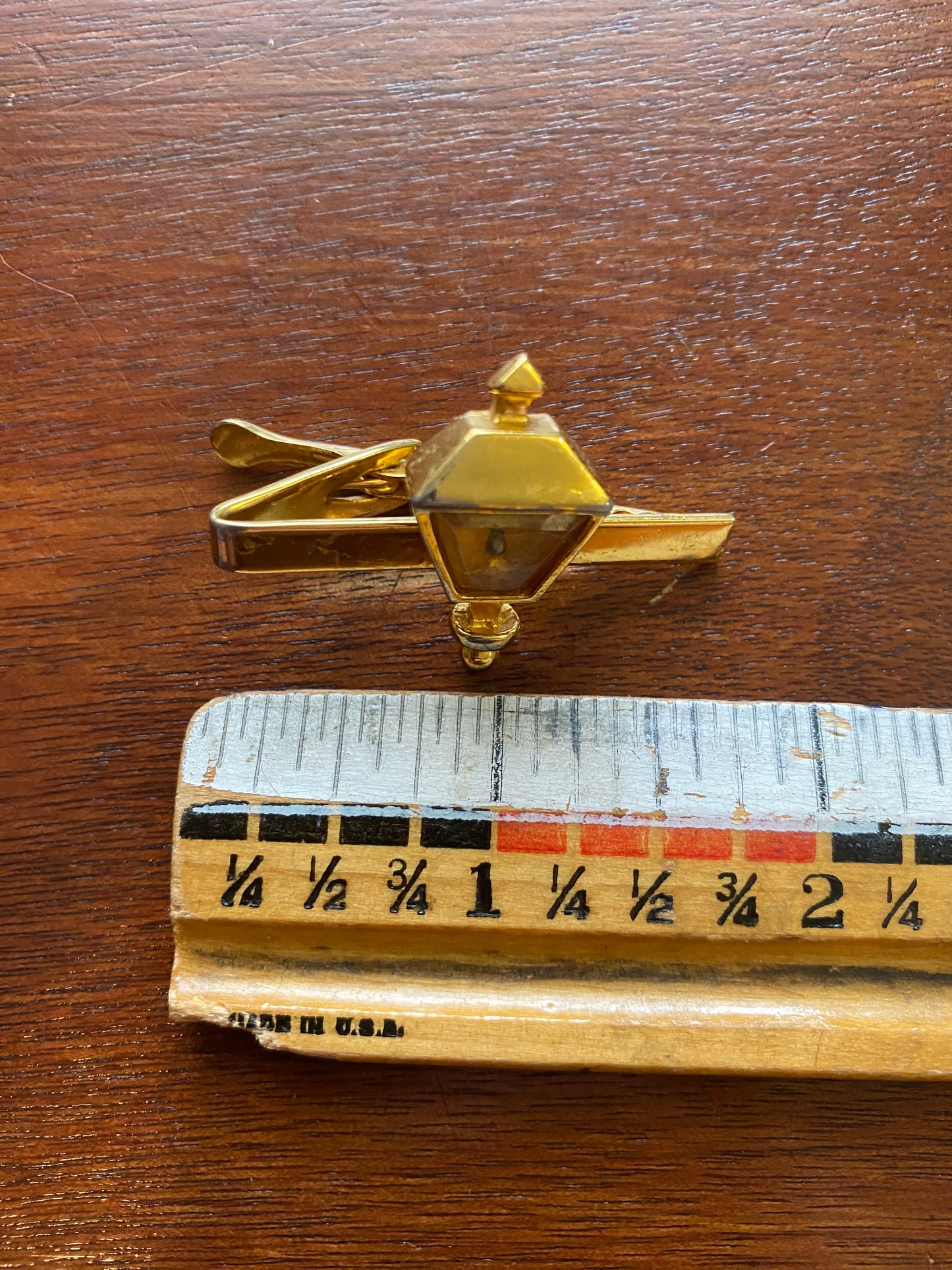 Vintage Gold Tone Candle Light Lantern Tie Clip