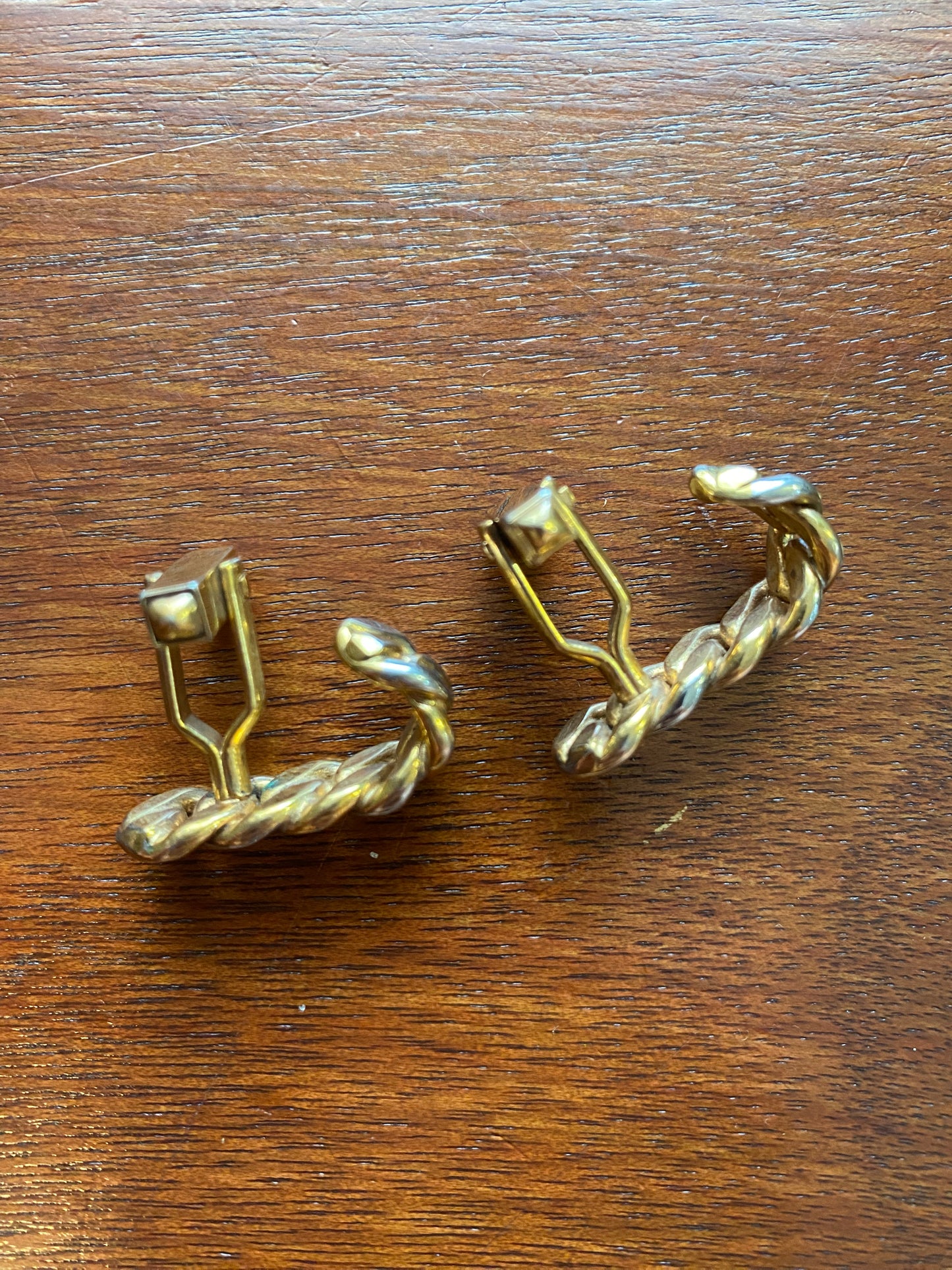 Vintage MCM Swank Silver Gold Tone Chain Link J Shaped Cufflinks