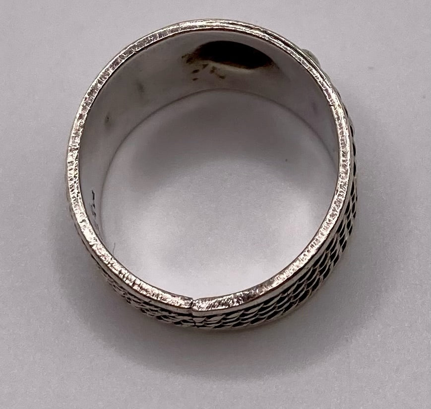 Sterling Silver 925 Black Relief Ball Rope Pattern Ring Sz 8