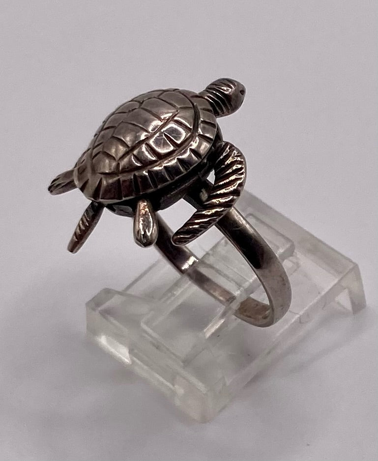 Sterling Silver 925 Sea Turtle Ring Sz 8.75 Moves Articulated