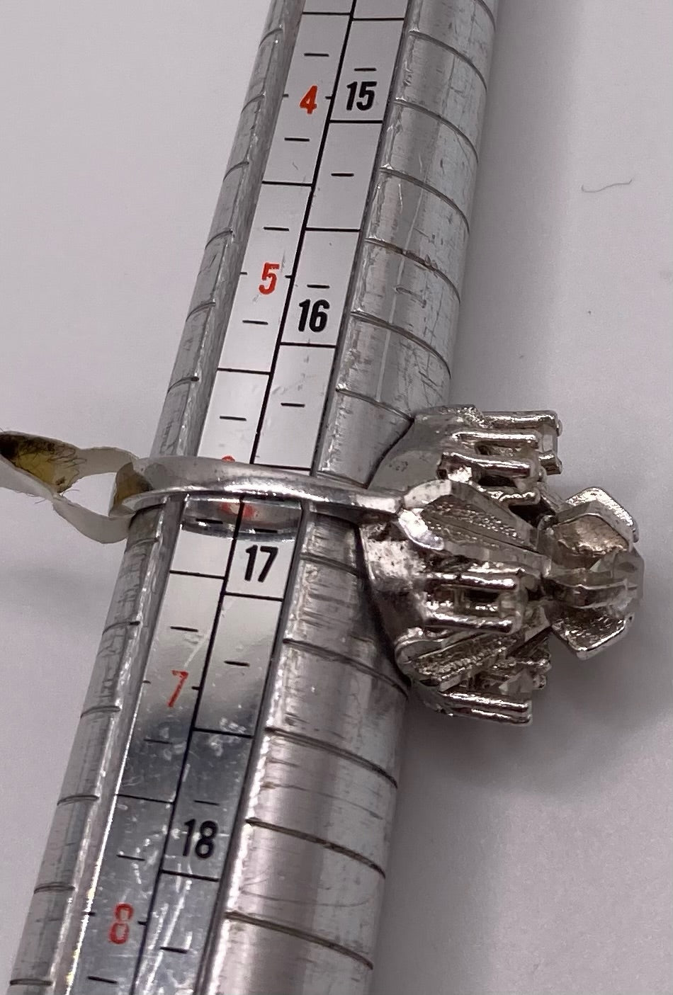 Vintage Sterling Silver 925 High Cocktail CZ Starburst Ring Sz 6.25