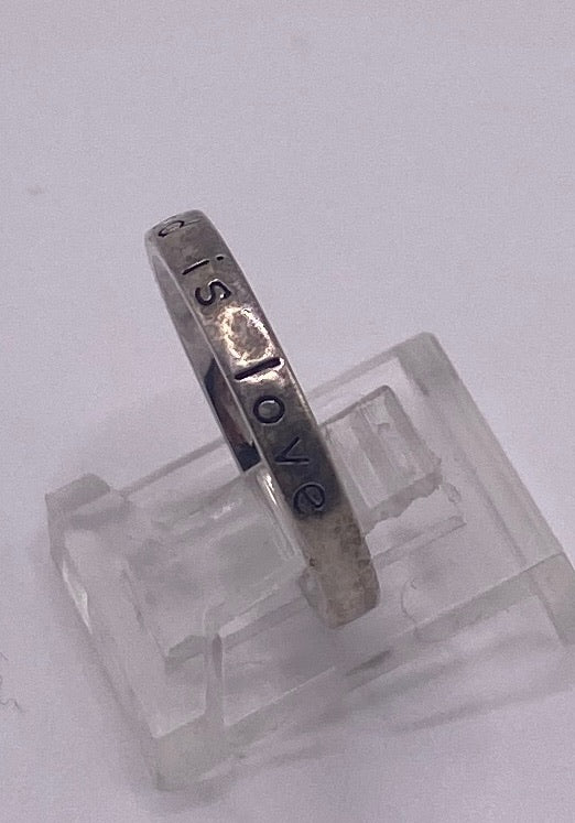 Sterling Silver 925 "God is Love" Band Ring Sz 6.75 - 7