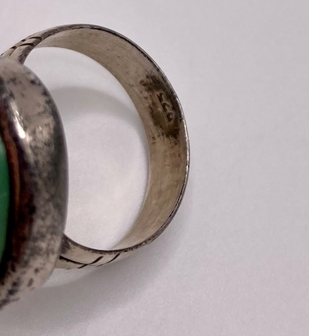 Sterling Silver 925 Turquoise Cabochon Ring Sz 8