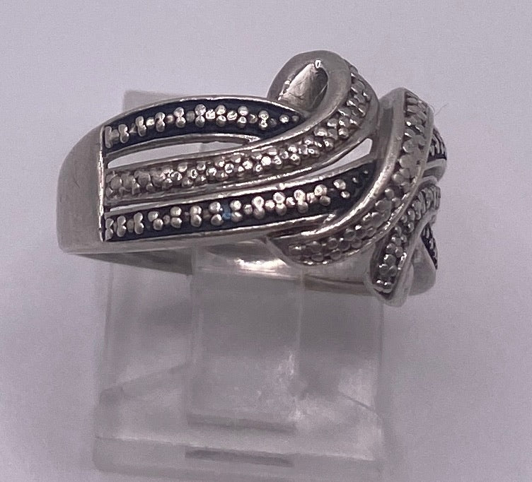 Sterling Silver 925 Diamond Accent Ring Sz 6.25