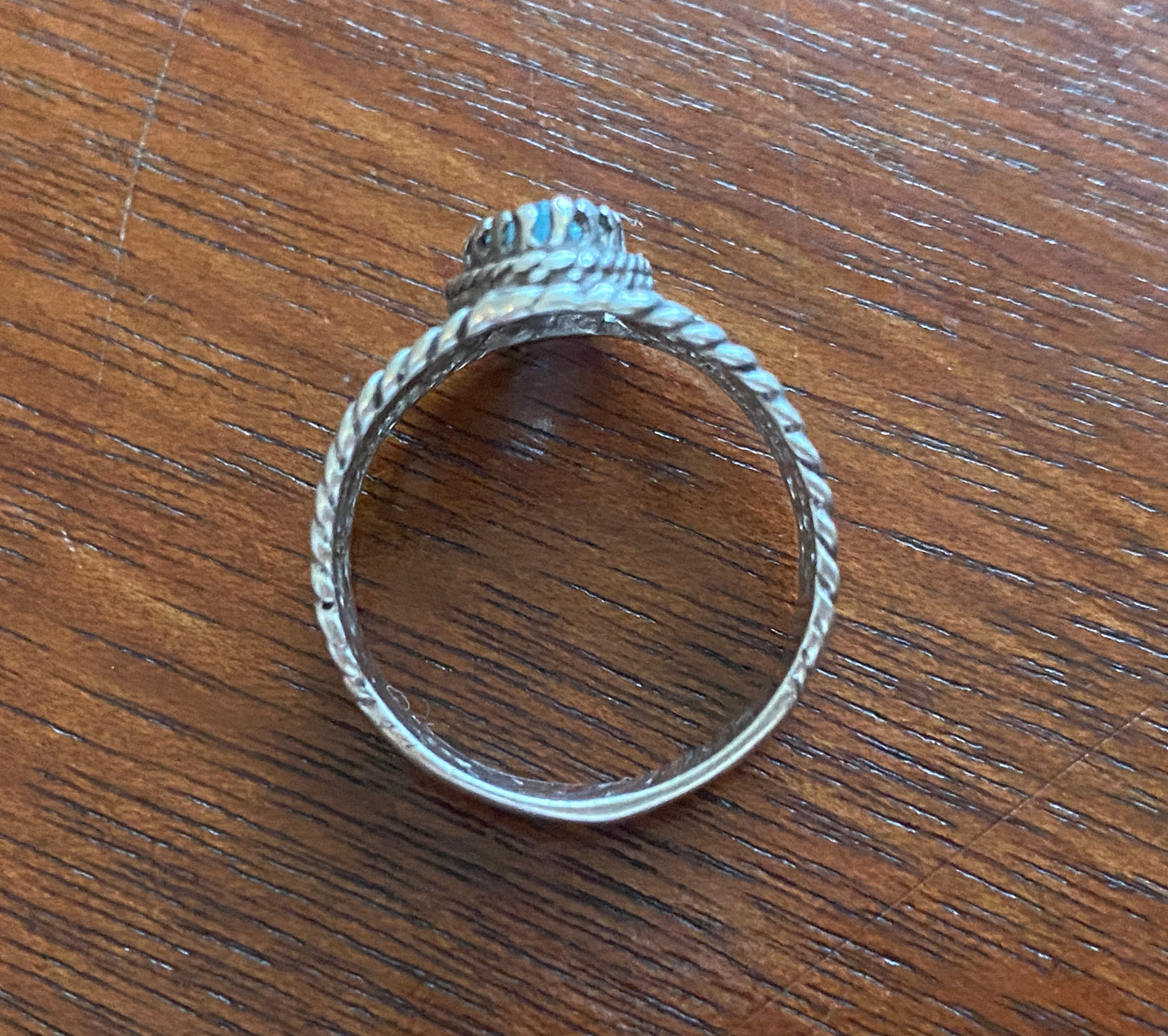 Sterling Silver 925 Wire Filigree Marquise Blue Stone Ring Sz 8