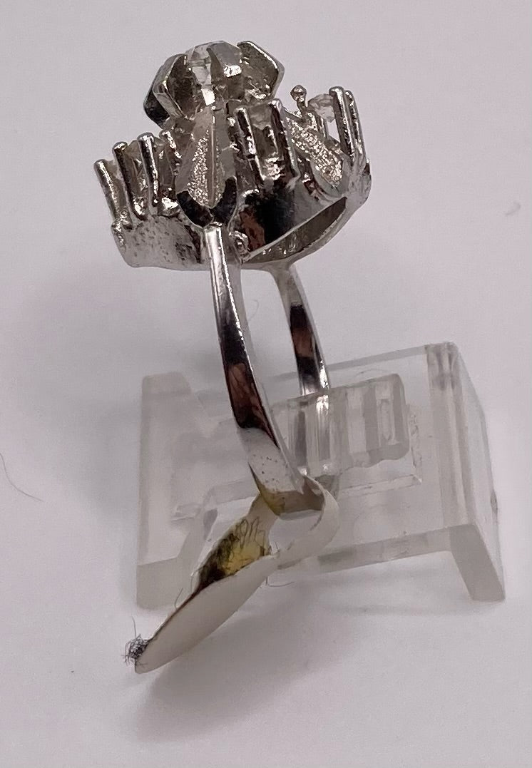 Vintage Sterling Silver 925 High Cocktail CZ Starburst Ring Sz 6.25