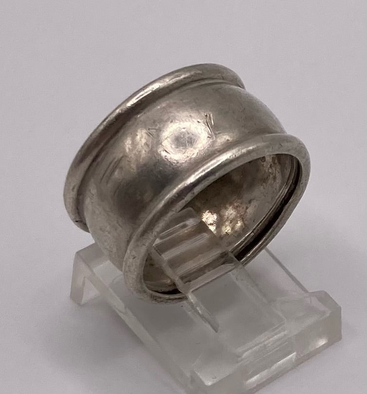 Wide Sterling Silver 925 Band Ring Sz 6.5 Cigar Band Style