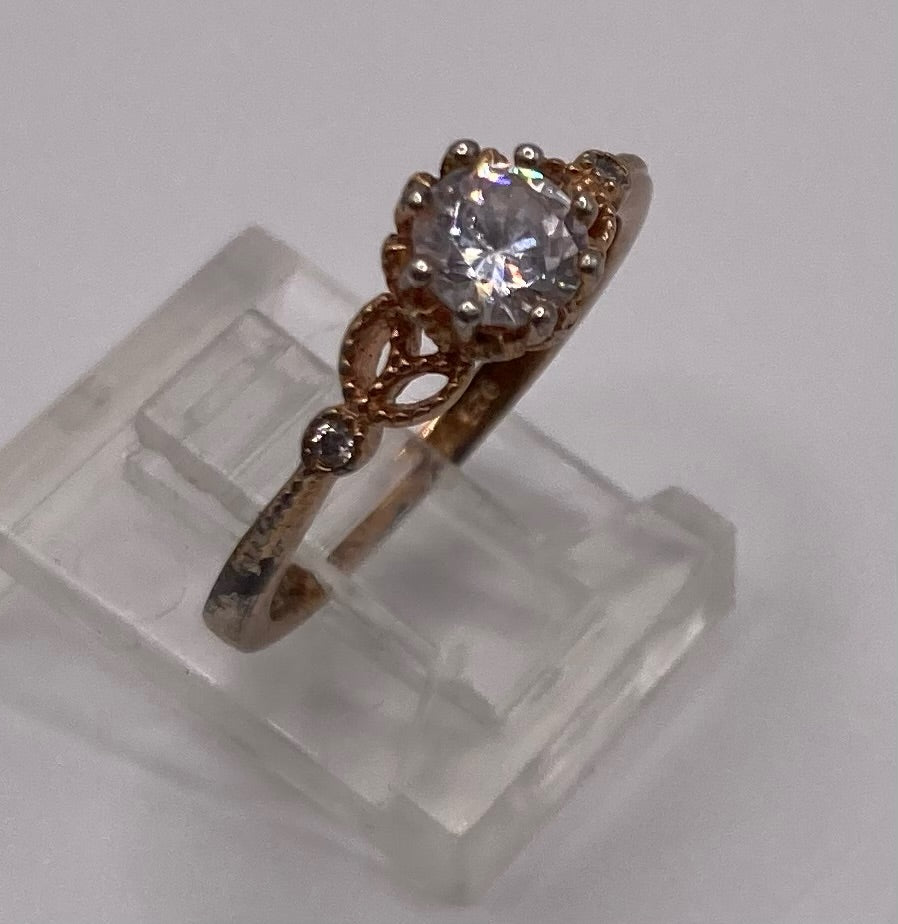 Sterling Silver 925 Gold Plate CZ Ring Sz 6