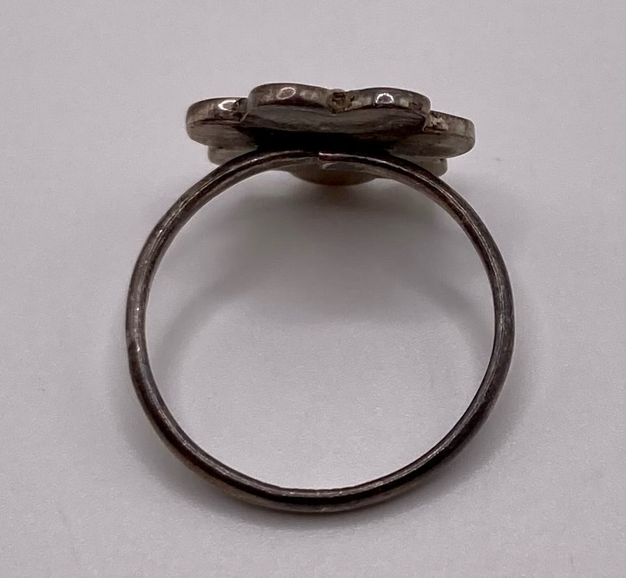 Vintage Sterling Silver 925 Abalone Inlay Flower Ring Sz 6.5
