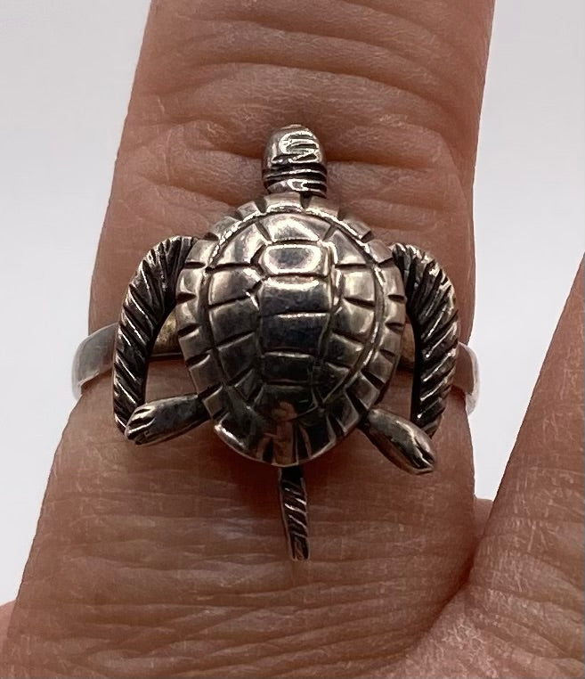 Sterling Silver 925 Sea Turtle Ring Sz 8.75 Moves Articulated