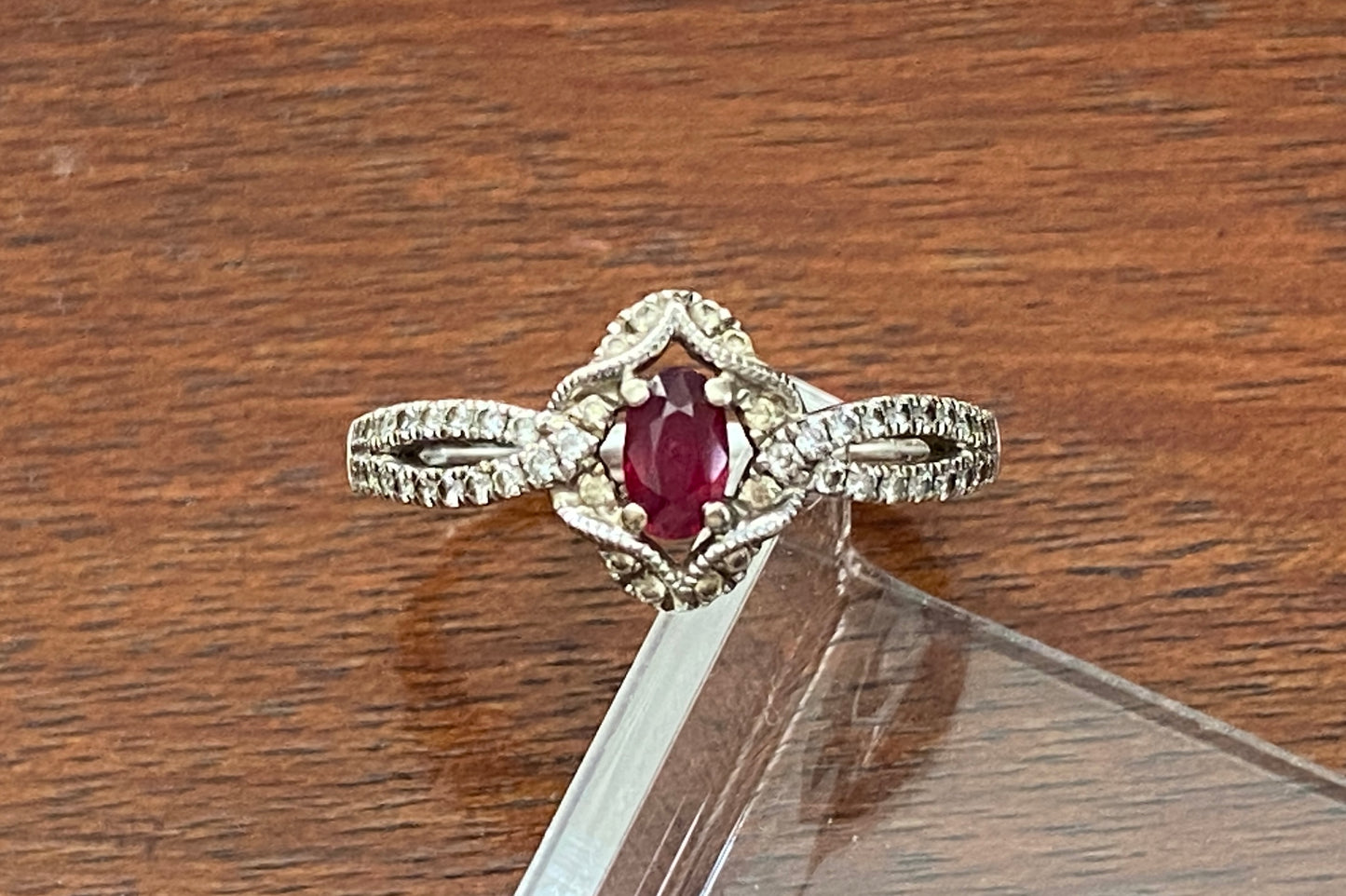 Shane Co 14k White Gold Natural Ruby Diamond Ring Sz 6