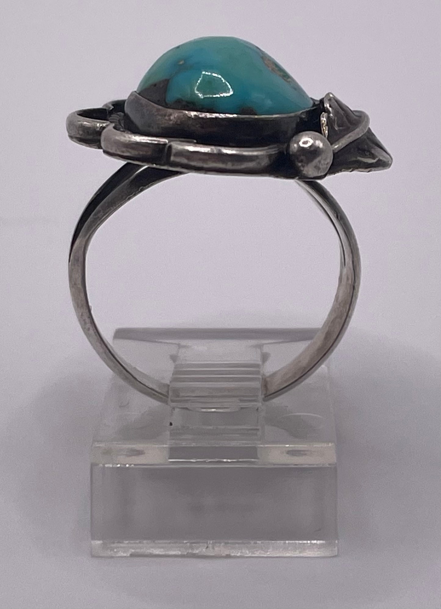 Vintage Sterling Silver 925 Turquoise Leaf Ring Sz 6