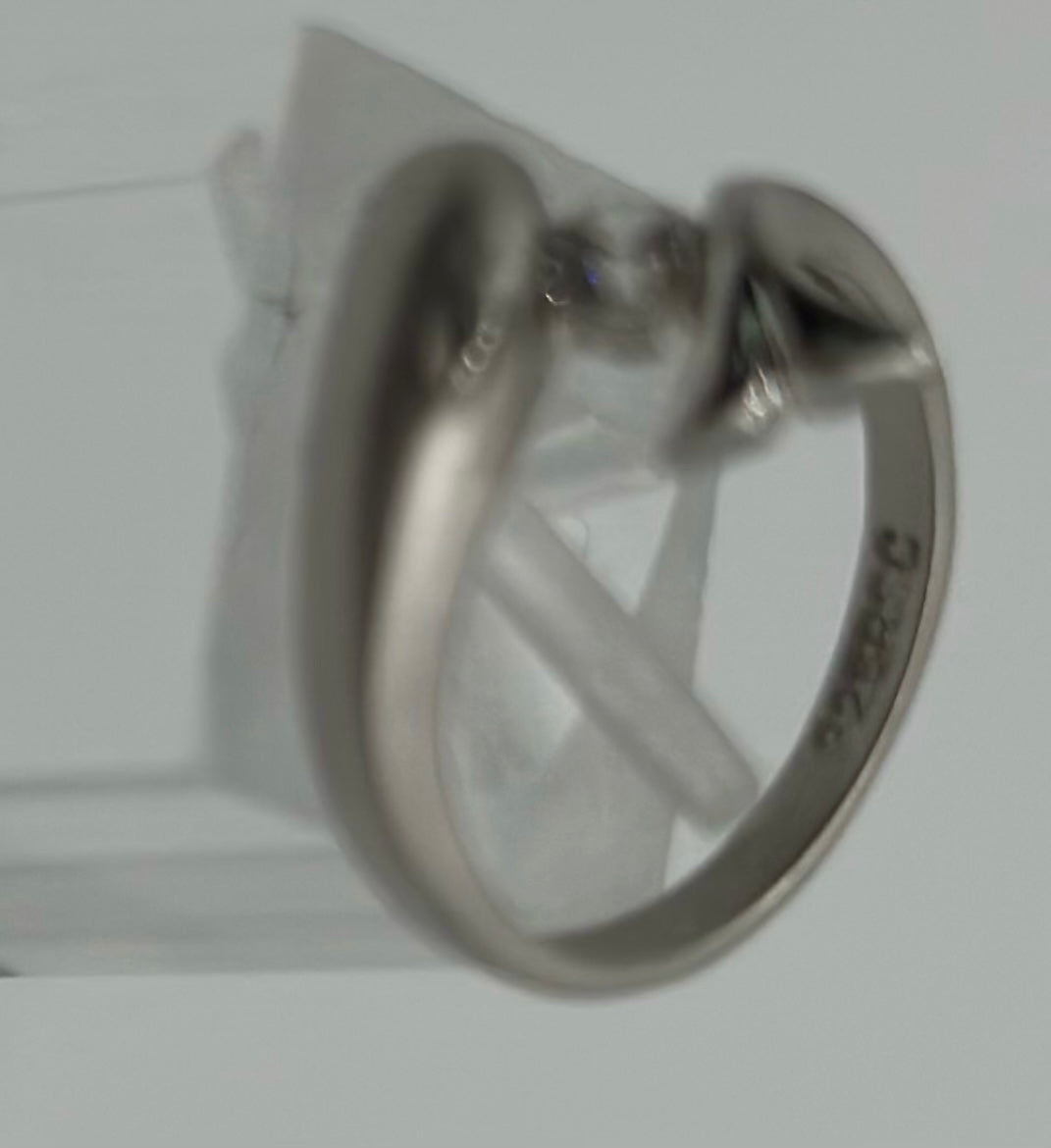 Matte Sterling Silver 925 Round CZ Bypass Style Dolphin Wrap Ring Sz 5.5