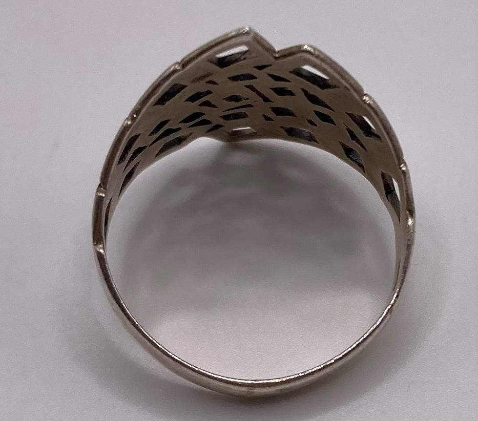 Sterling Silver 925 Modernist Modern Cut Out Ring Sz 8