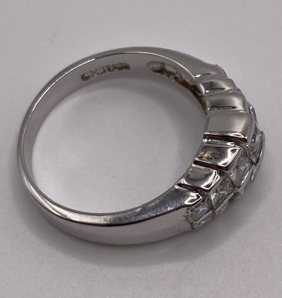 Sterling Silver 925 Princess Cut CZ Channel Set Ring Sz 6.75
