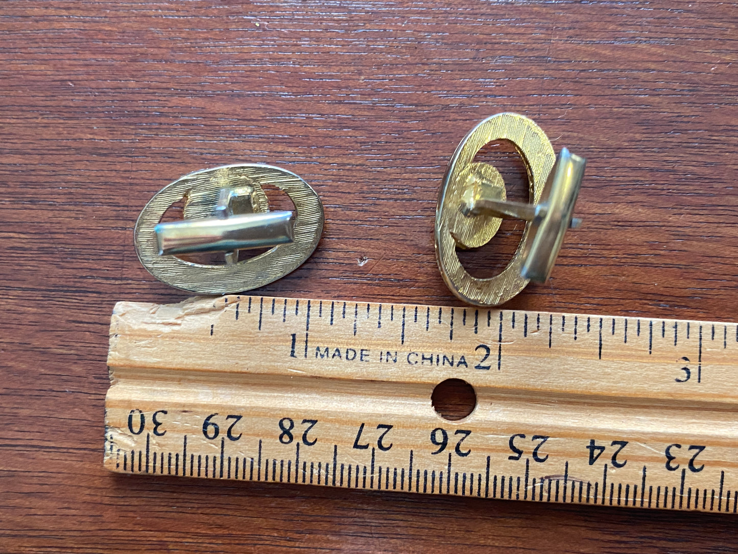 Vintage Gold Tone Green Glass Cabochon Cufflinks