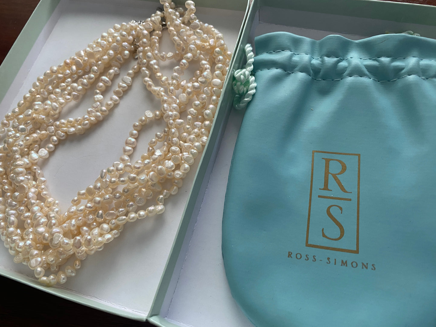 Ross-Simons Freshwater Pearl Multistrand Sterling Silver Collar Necklace w Box