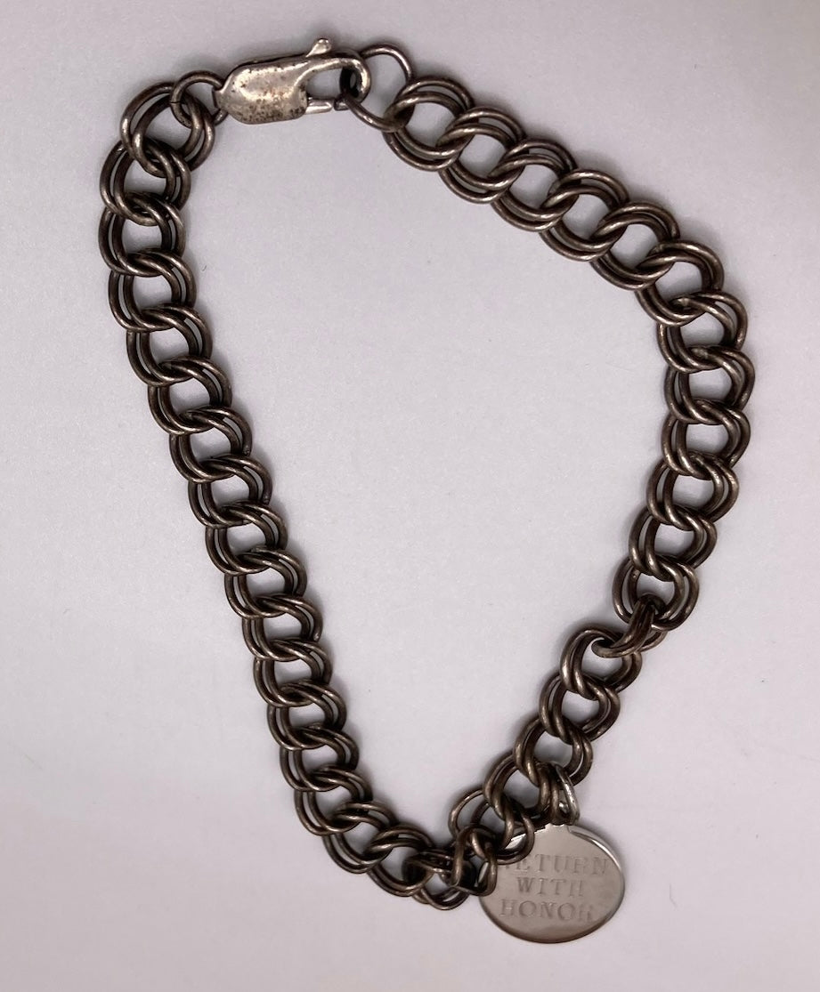 Sterling Silver 925 RETURN WITH HONOR Charm Bracelet