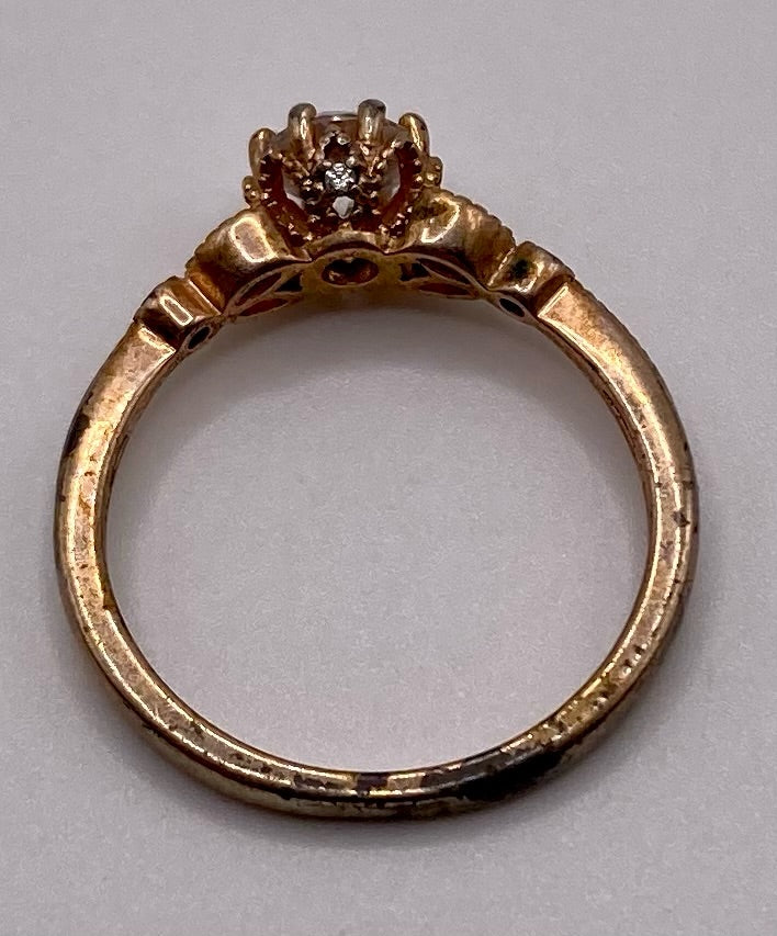 Sterling Silver 925 Gold Plate CZ Ring Sz 6