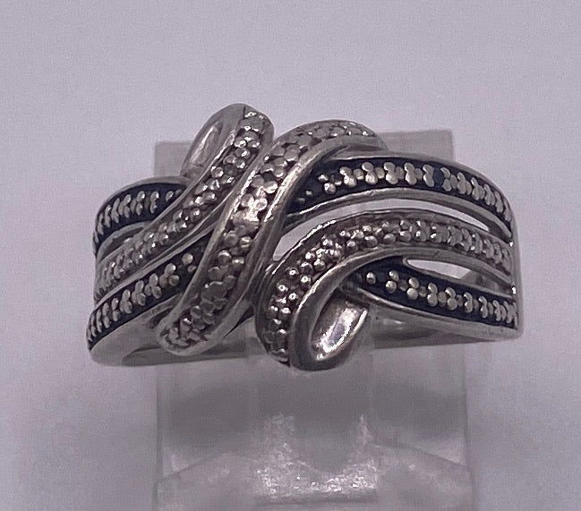 Sterling Silver 925 Diamond Accent Ring Sz 6.25