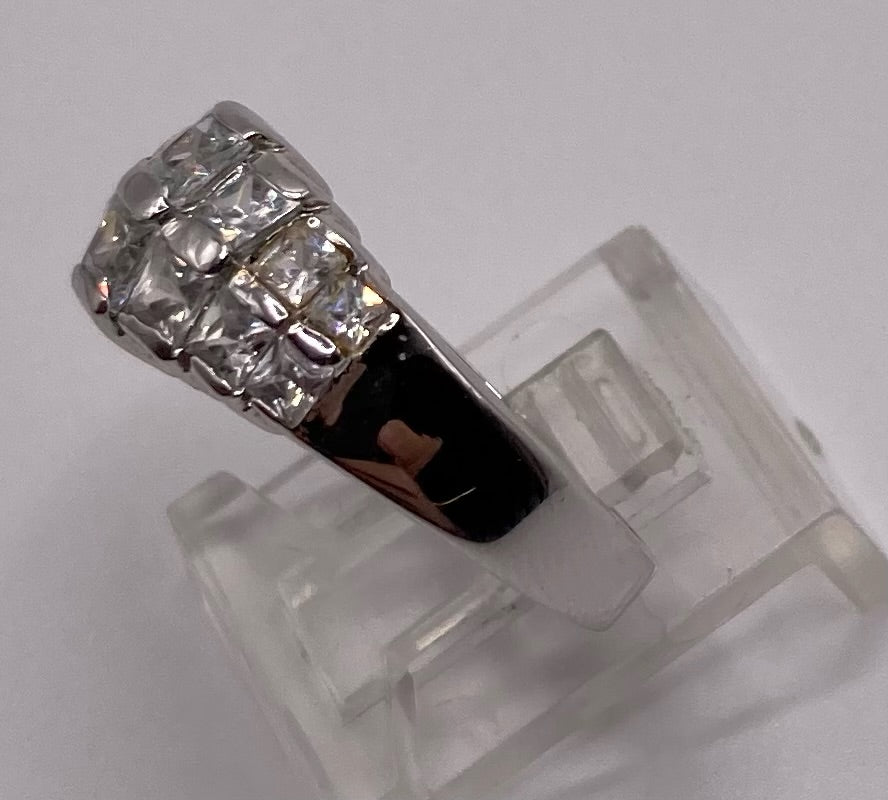 Sterling Silver 925 Princess Cut CZ Channel Set Ring Sz 6.75