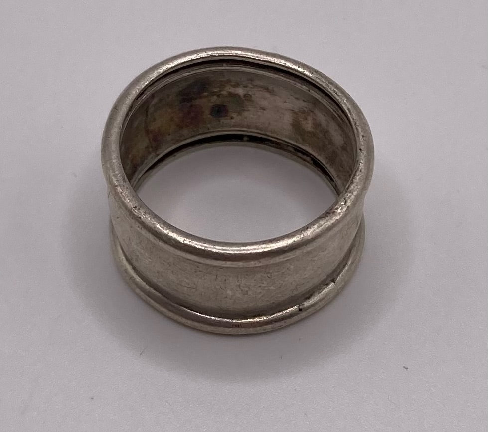 Wide Sterling Silver 925 Band Ring Sz 6.5 Cigar Band Style