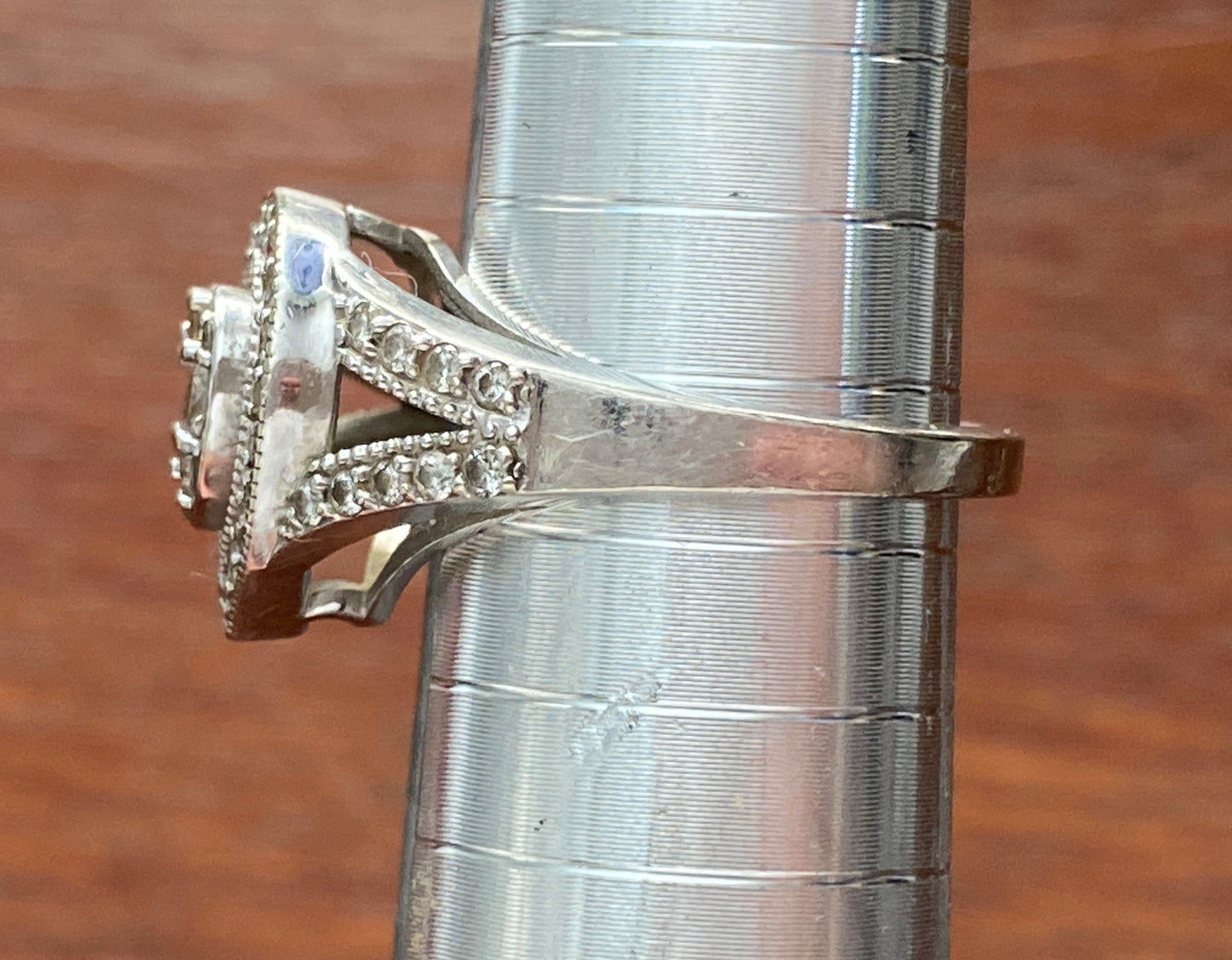 14k White Gold 1ctw Pave Diamond Heart Ring Sz 6.5