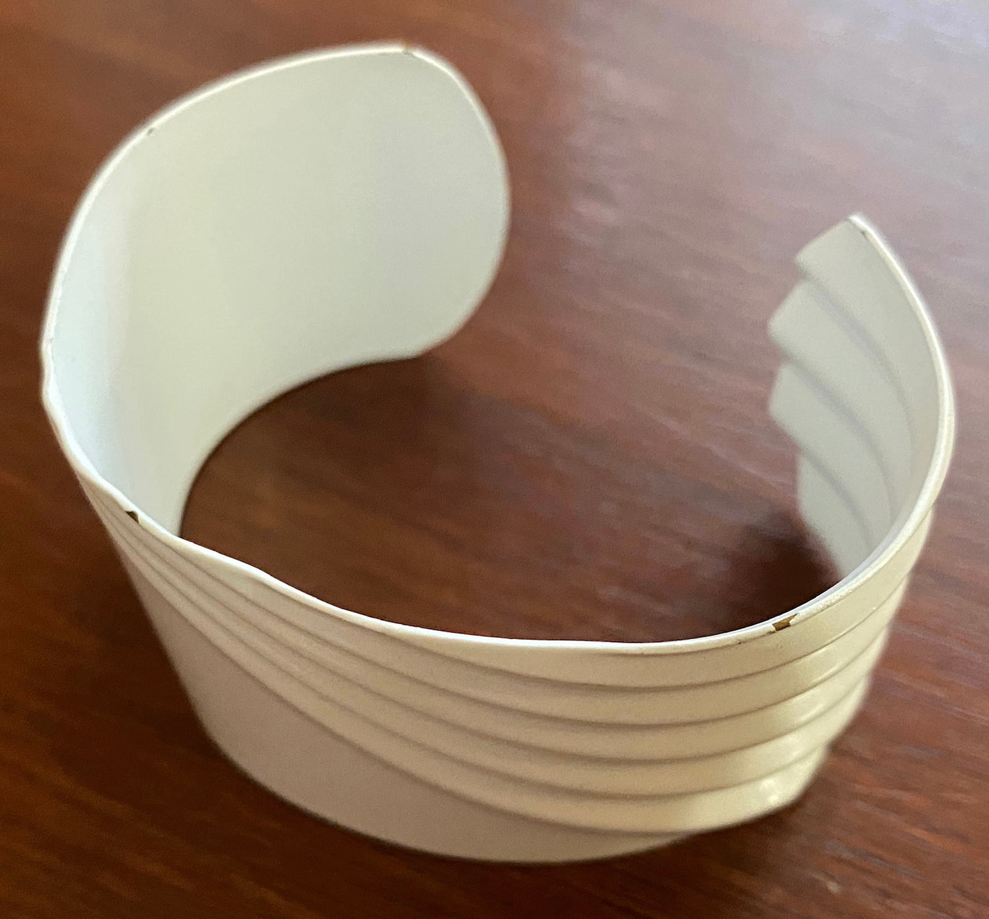 Vintage 80's White Enamel Wide Cuff Bracelet