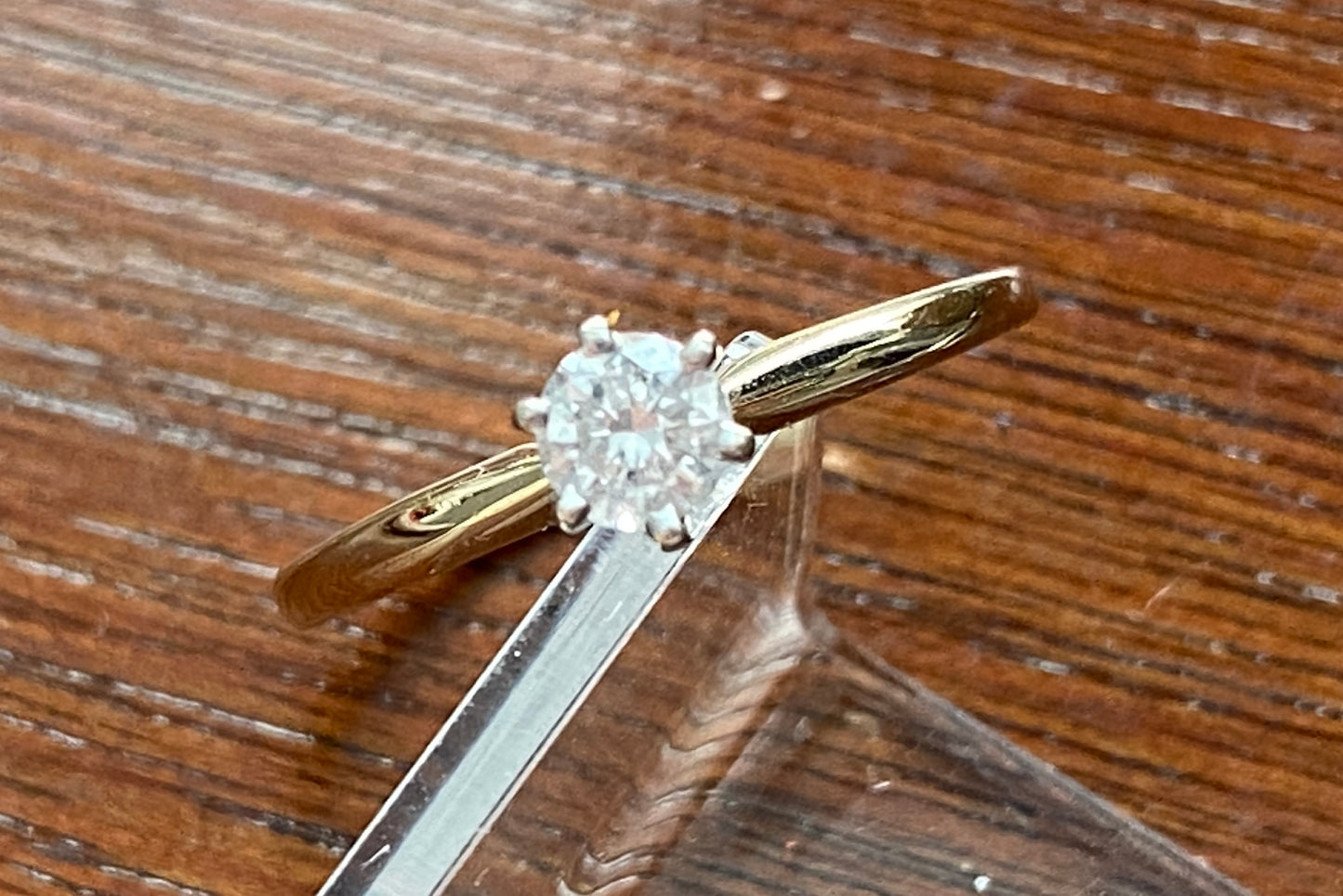14k Yellow Gold Round .32ct Diamond Solitaire Engagement Ring Sz 7.25