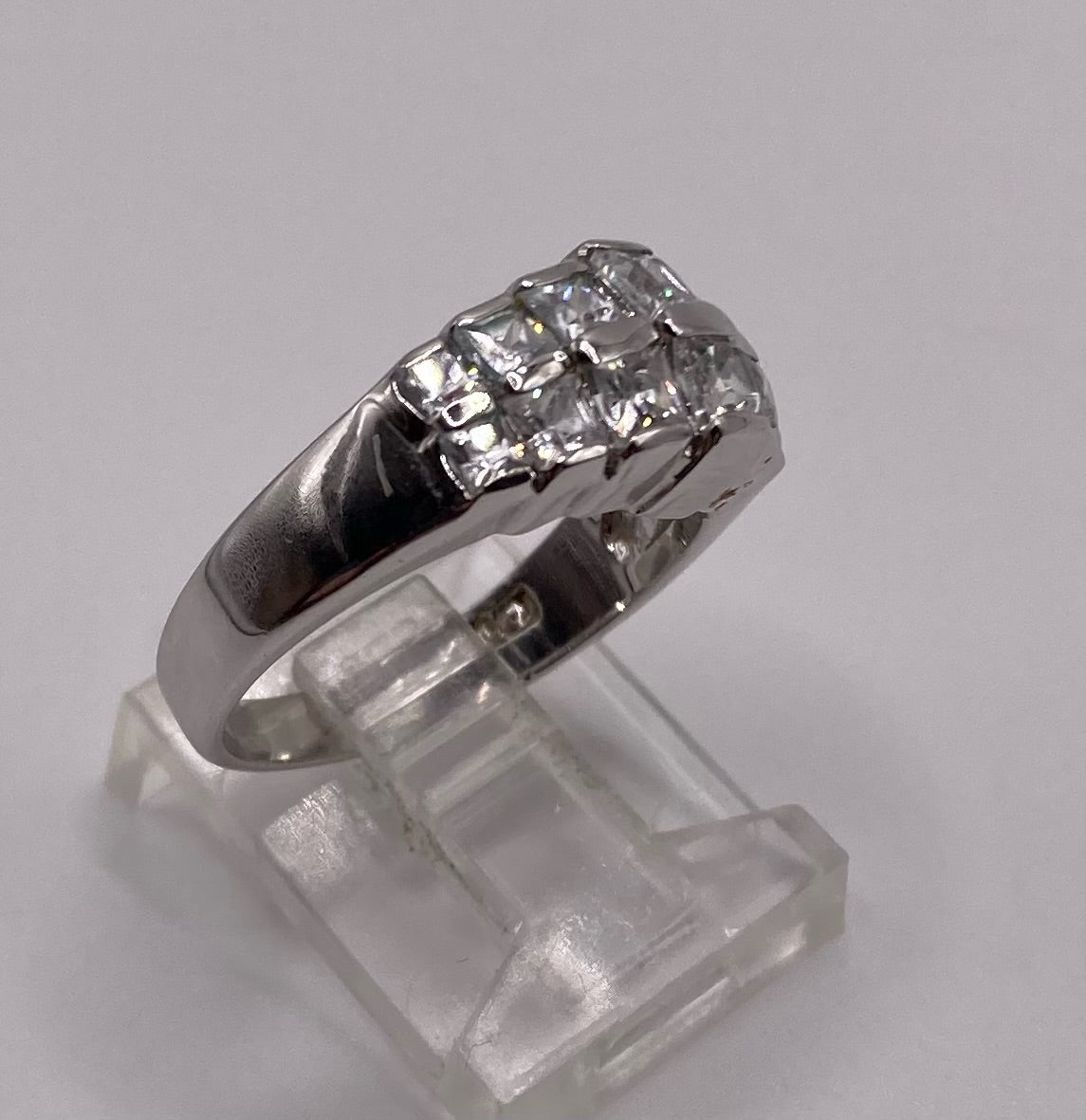 Sterling Silver 925 Princess Cut CZ Channel Set Ring Sz 6.75