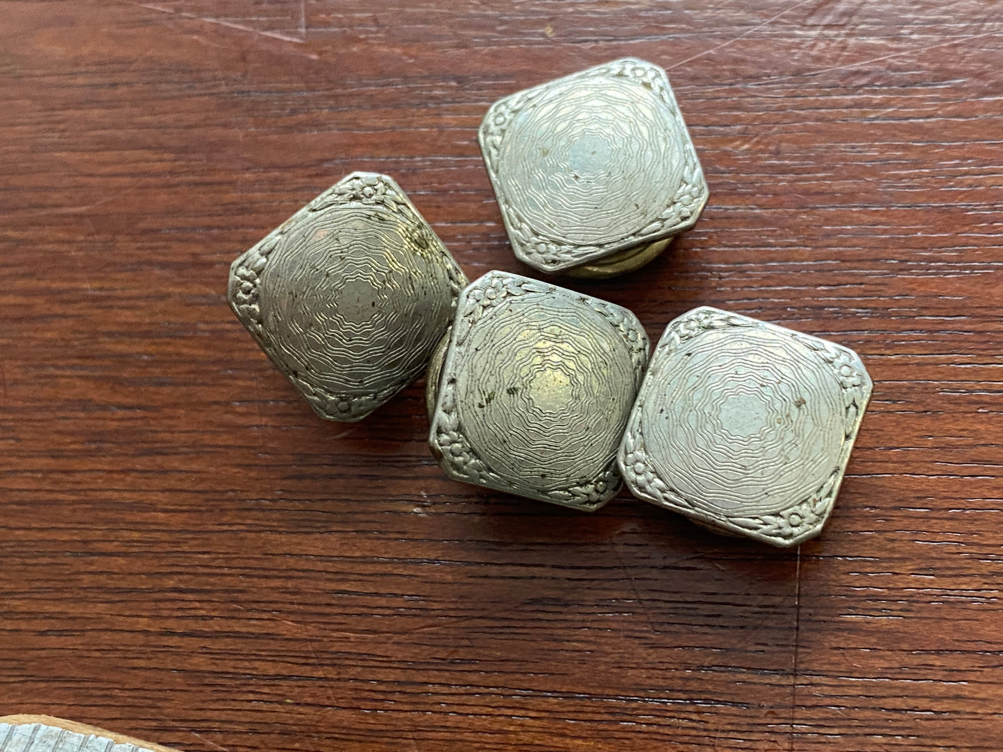 Vintage Deco Silver Tone B&W Co Cufflinks 2 Pairs Matching