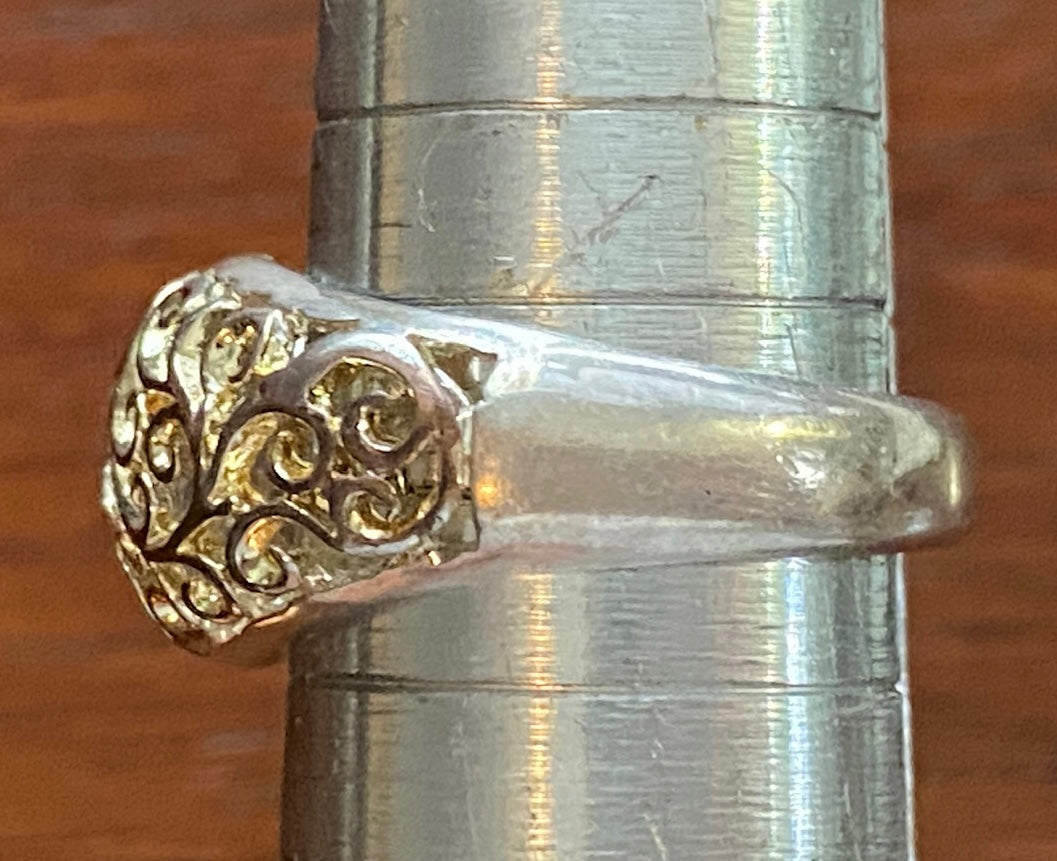 Sterling Silver 925 Scroll Flower Band Ring Sz 6.75