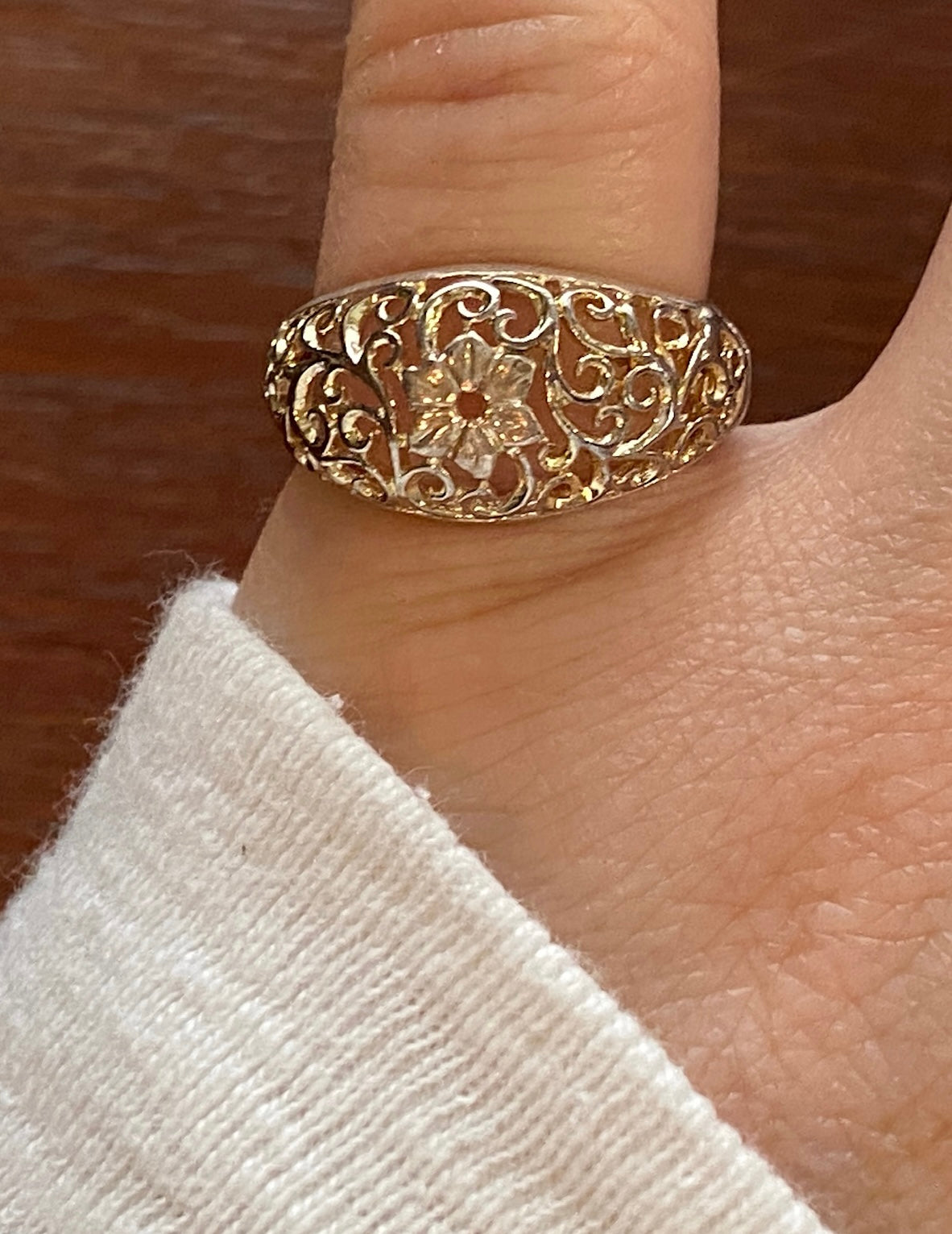 Sterling Silver 925 Scroll Flower Band Ring Sz 6.75