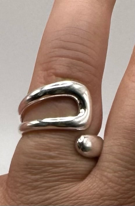 Sterling Silver 925 Modernist Wrap Ring Sz 7.5