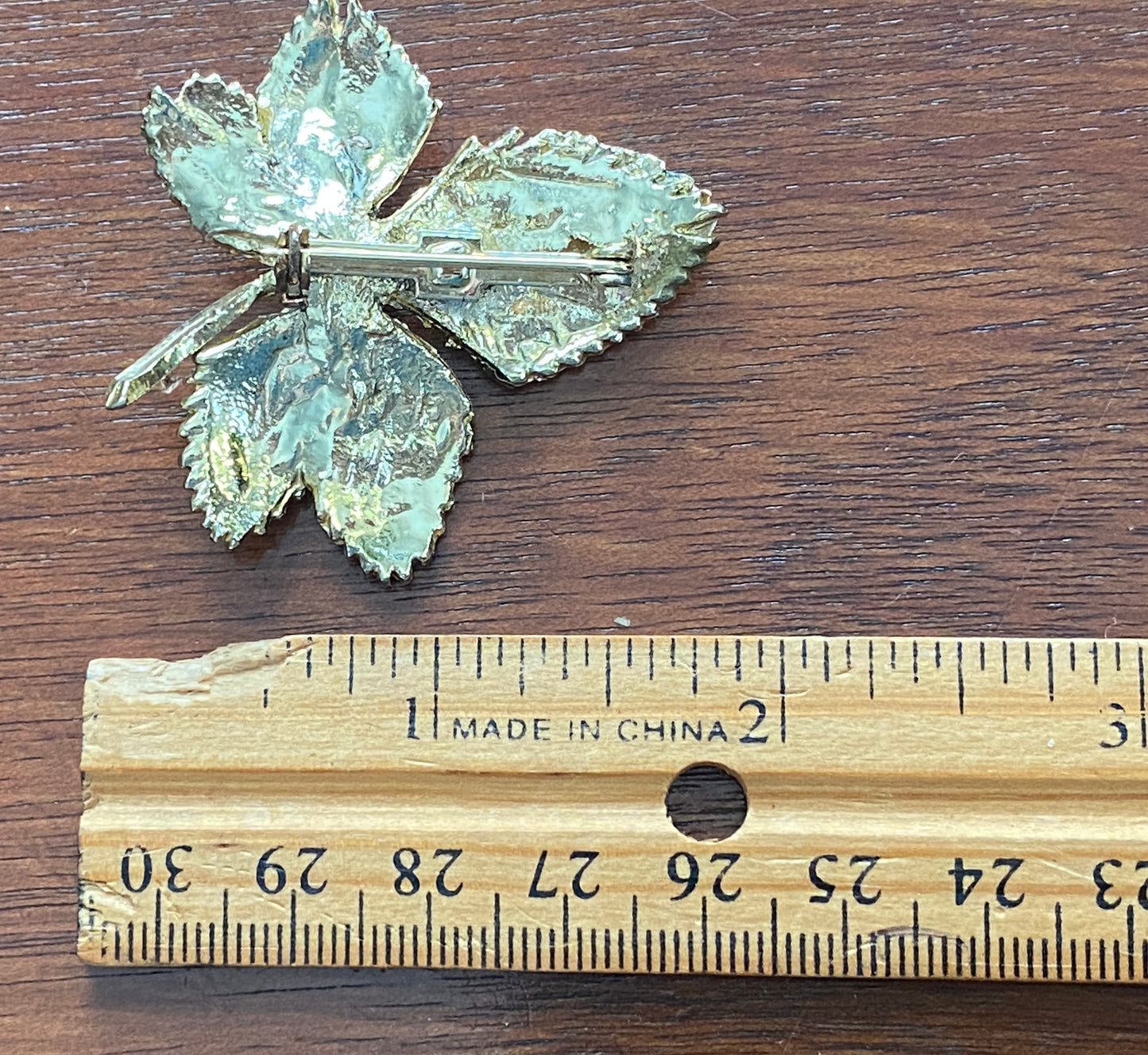 Vintage Aurora Borealis Rhinestone AB Disco Faceted Leaf Brooch Pin