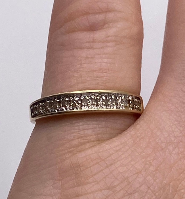14k Yellow Gold Diamond Prong Set Band Ring Sz 6.75 Signed CI