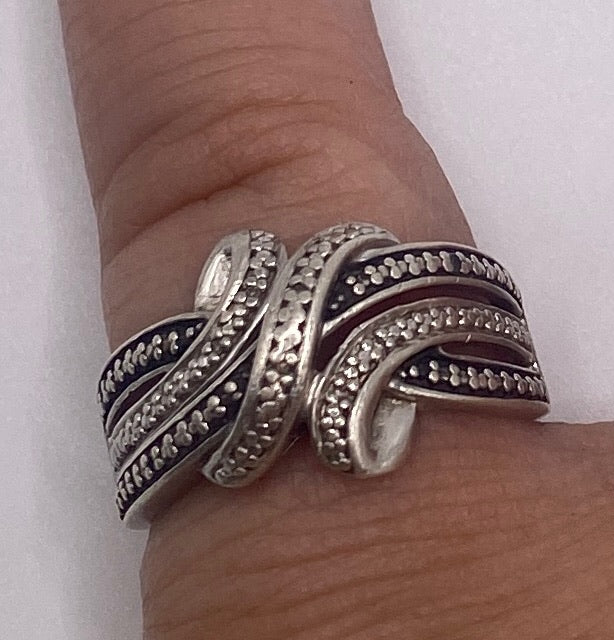 Sterling Silver 925 Diamond Accent Ring Sz 6.25