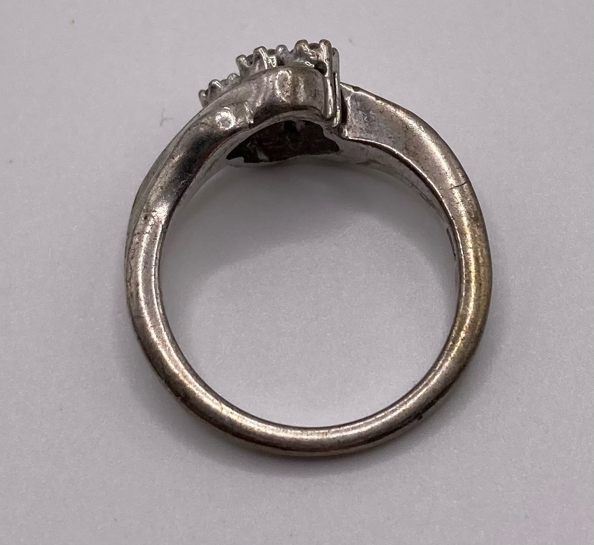 Sterling Silver 925 Cluster Baguette Diamond Flower Ring Sz 7
