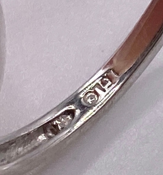 10k White Gold Trillion Cut Pink CZ Cocktail Ring Size 6.5 - Signed LGL
