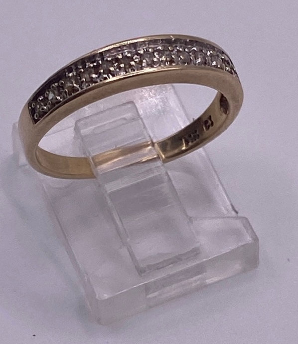14k Yellow Gold Diamond Prong Set Band Ring Sz 6.75 Signed CI