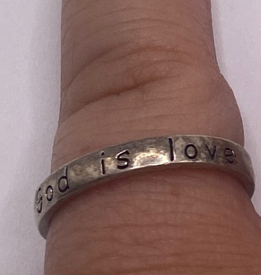 Sterling Silver 925 "God is Love" Band Ring Sz 6.75 - 7