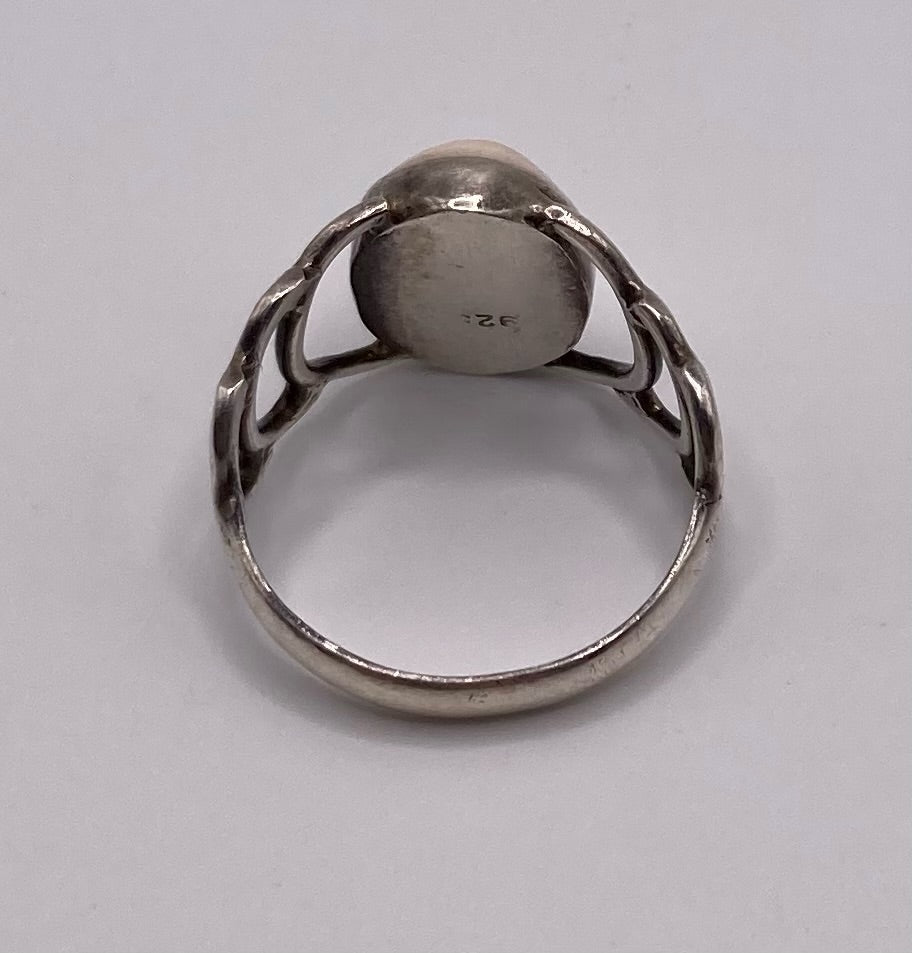 Sterling Silver 925 Pink Opal Ring and Matching Pendant Sz 8