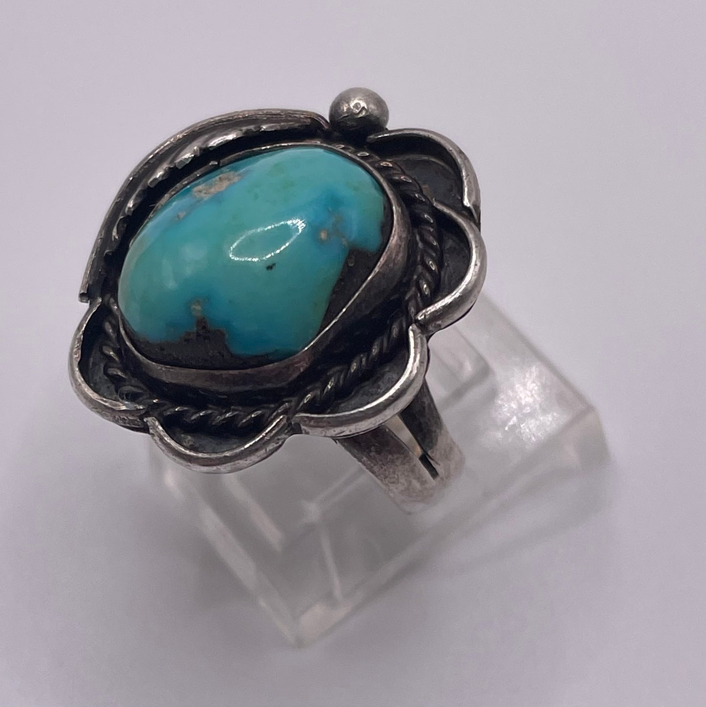 Vintage Sterling Silver 925 Turquoise Leaf Ring Sz 6