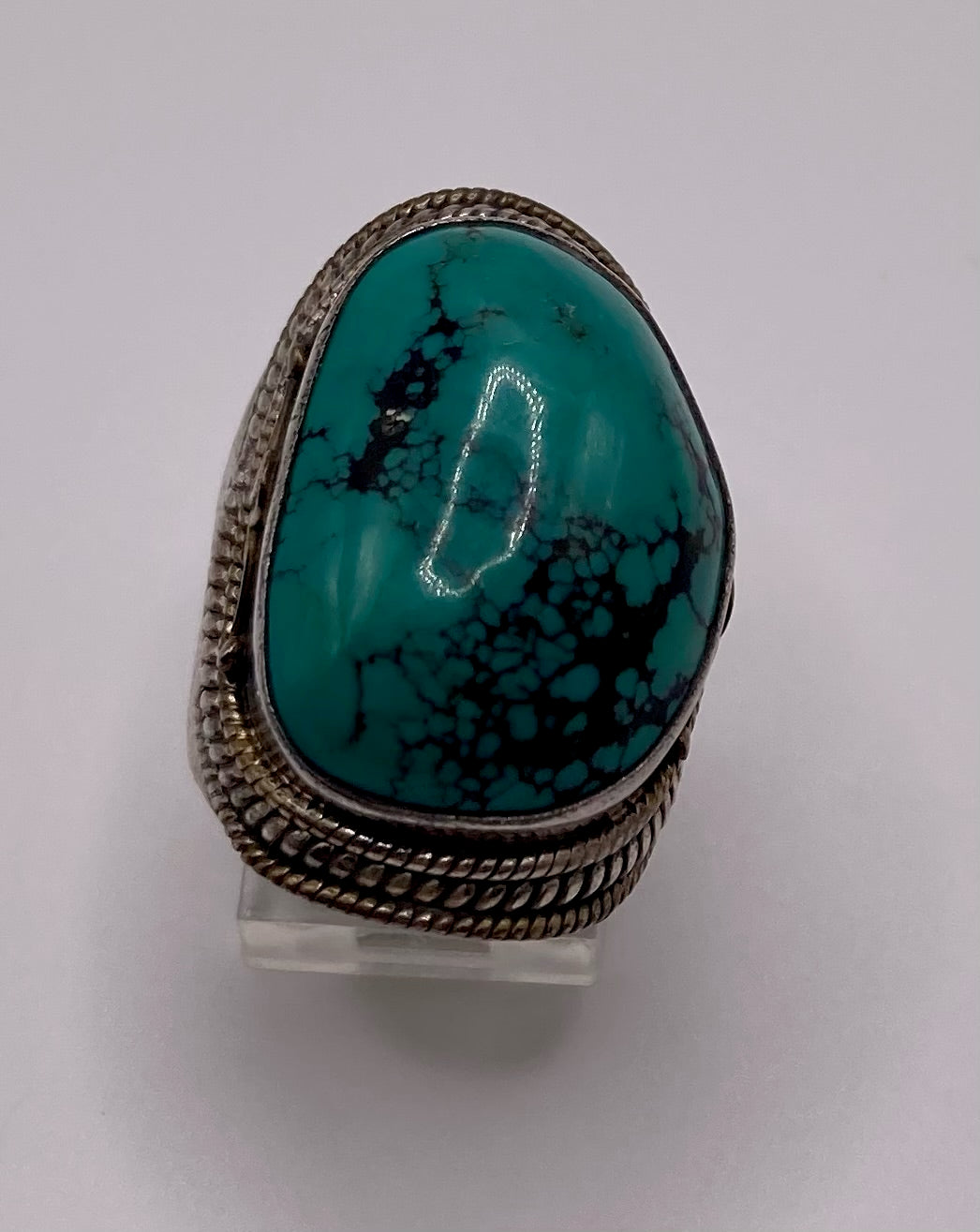 Sterling Silver 925 Large Turquoise Cabochon Ring Sz 8.5