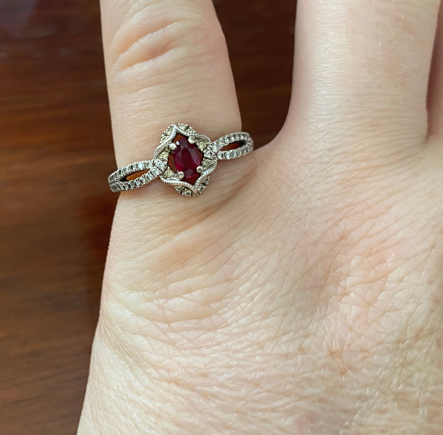 Shane Co 14k White Gold Natural Ruby Diamond Ring Sz 6